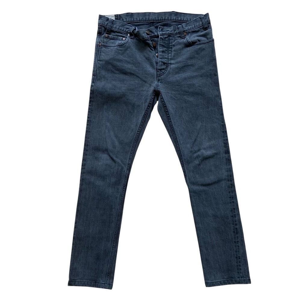 Han black men jeans faded black button fly Kjobenhavn selvage stretch denim  33
